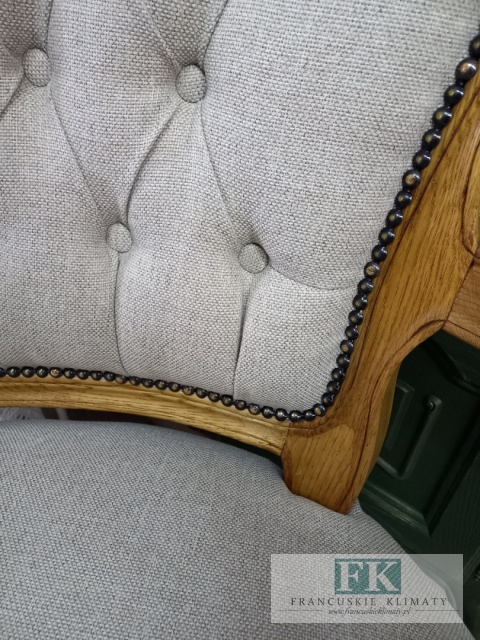 FRANCUSKI FOTEL DĄB TAPICERKA TKANA