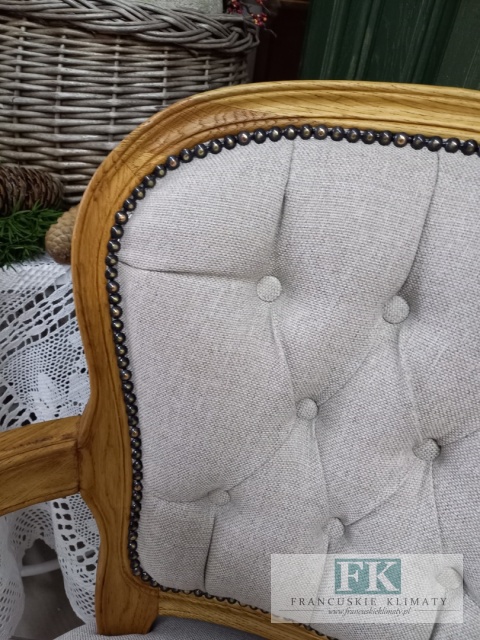 FRANCUSKI FOTEL DĄB TAPICERKA TKANA