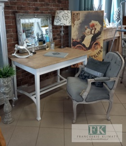 FRANCUSKIE BIURKO dąb BIEL + ANTYCZNE DREWNO