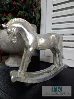 FIGURA KOŃ NA BIEGUNACH srebrny 19,5 cm