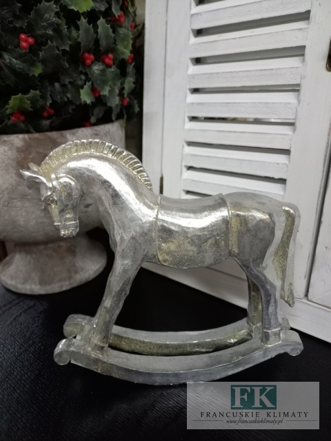 FIGURA KOŃ NA BIEGUNACH srebrny 19,5 cm