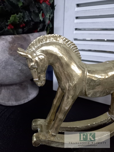 FIGURA KOŃ NA BIEGUNACH złoty 19,5 cm