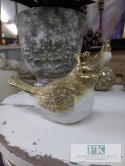 FIGURA PTASZEKI "KRÓL" 15 cm biel złoto brokat