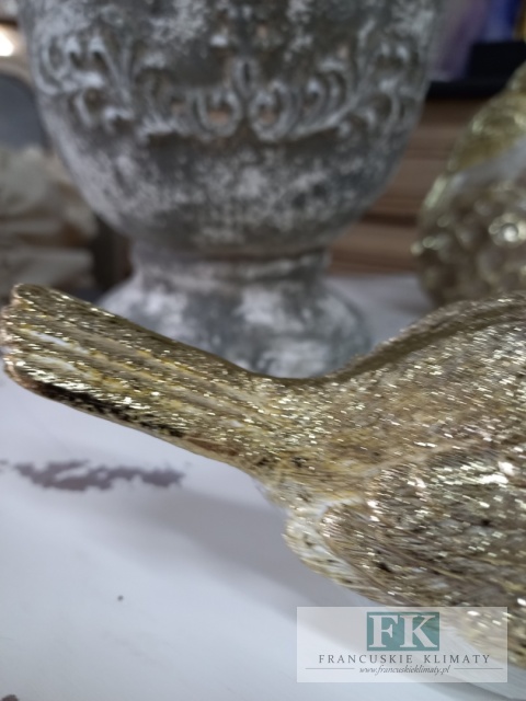 FIGURA PTASZEKI "KRÓL" 15 cm biel złoto brokat