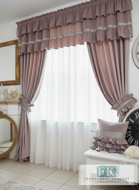 KPL KOMPLET ZASŁON FALBANY VELVET , WELWET , CYRKONIE