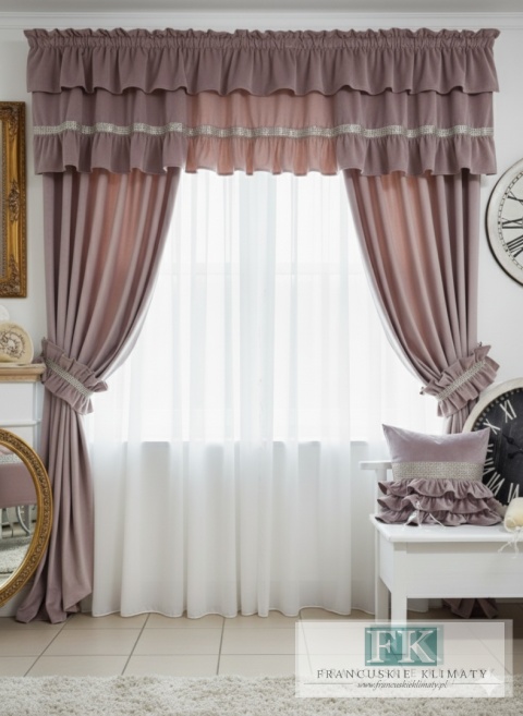 KPL KOMPLET ZASŁON FALBANY VELVET , WELWET , CYRKONIE