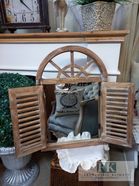 LUSTRO Z OKIENNICAMI 60 CM , LUSTRO OKNO , DREWNO