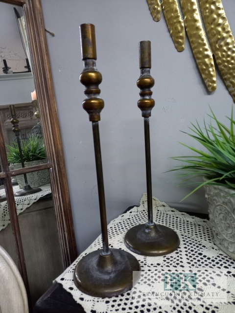 ŚWIECZNIK METALOWY 40 CM , ZŁOTO ANTYCZNE