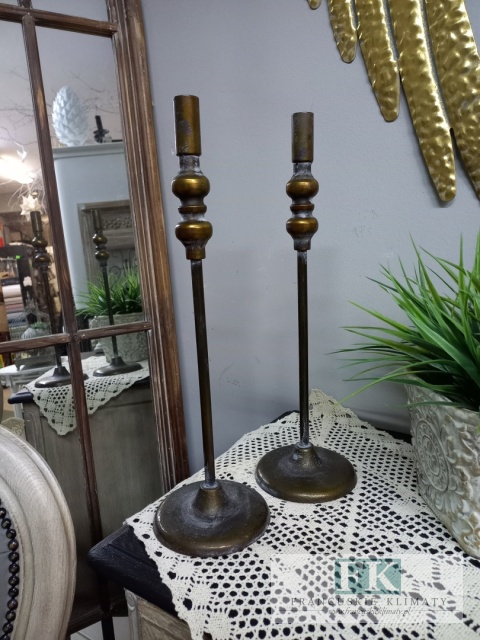 ŚWIECZNIK METALOWY 40 CM , ZŁOTO ANTYCZNE