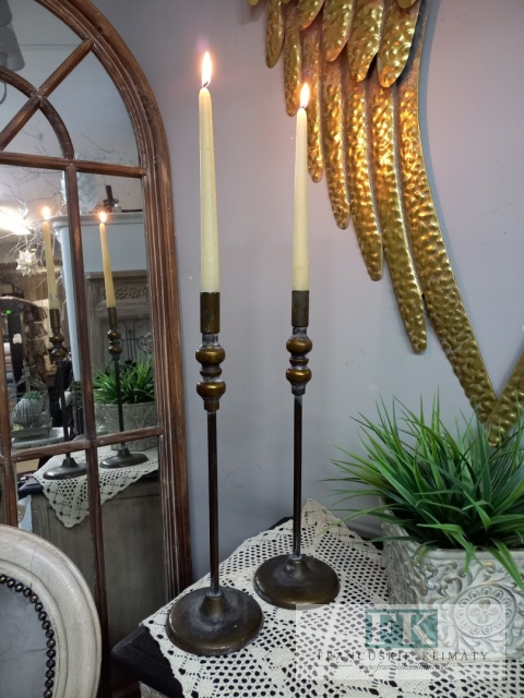 ŚWIECZNIK METALOWY 40 CM , ZŁOTO ANTYCZNE