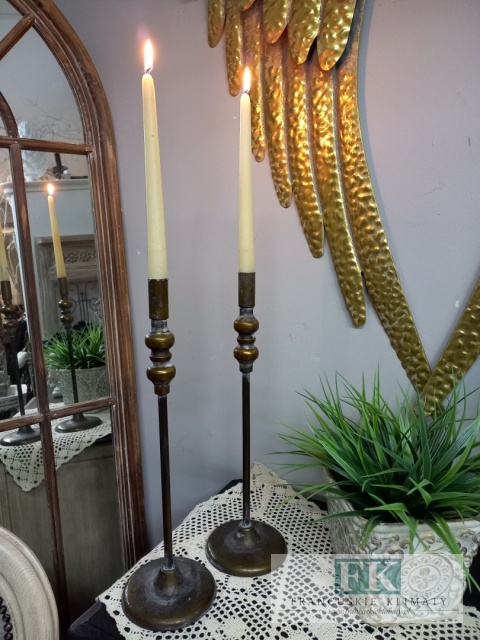 ŚWIECZNIK METALOWY 40 CM , ZŁOTO ANTYCZNE