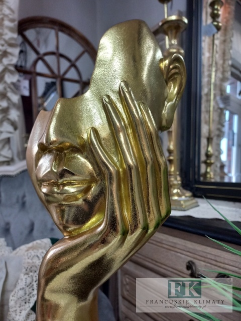 FIGURKA FIGURA MASKA TWARZ 43,5 CM ZŁOTO CZERŃ