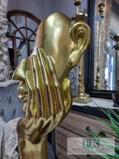 FIGURKA FIGURA MASKA TWARZ 43,5 CM ZŁOTO CZERŃ