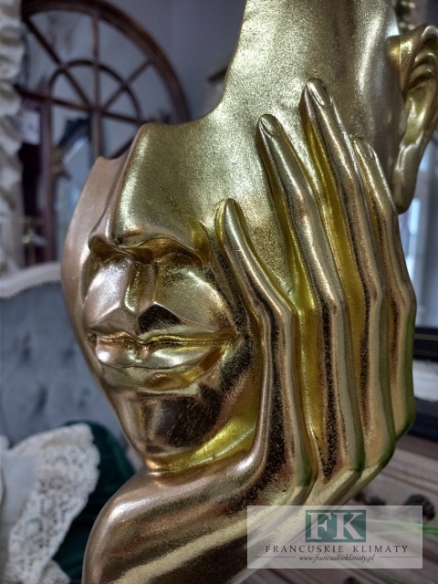 FIGURKA FIGURA MASKA TWARZ 43,5 CM ZŁOTO CZERŃ