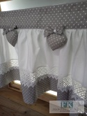ZAZDROSTKA ZAZDROSKA GOTOWA SERCE SERDUSZKO kropki szare 120x45 cm SHABBY , BAWEŁNA 100%