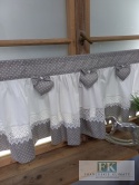 ZAZDROSTKA ZAZDROSKA GOTOWA SERCE SERDUSZKO kropki szare 120x45 cm SHABBY , BAWEŁNA 100%
