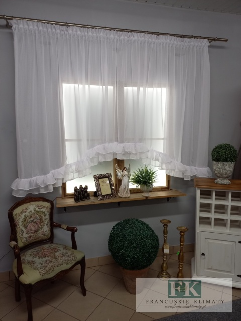 FIRANA ŁUK ŁUCZEK 400/150 PODWÓJNA FALBANA BATYST BIEL