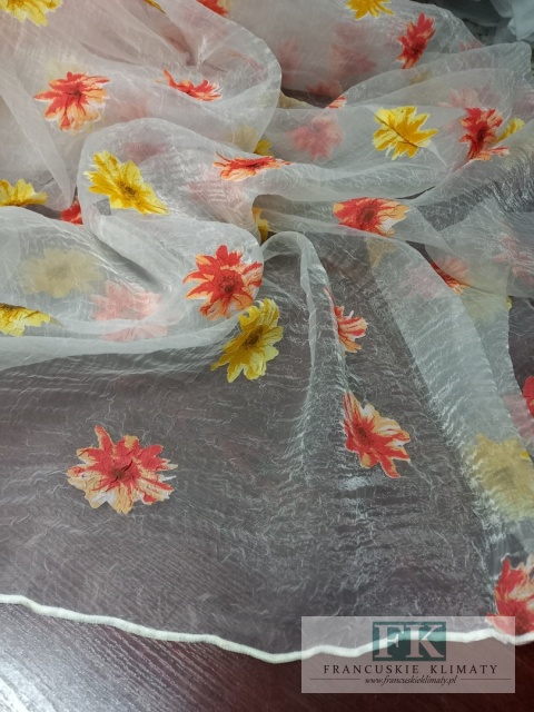 MATERIAŁ TKANINA ORGANZA ORGANTYNA KWIATKI 260 CM