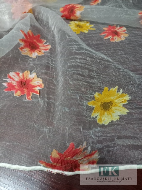 MATERIAŁ TKANINA ORGANZA ORGANTYNA KWIATKI 260 CM