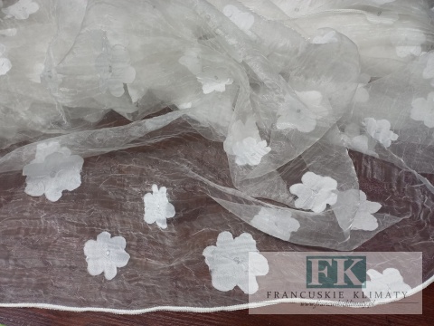 MATERIAŁ TKANINA ORGANZA ORGANTYNA KRESZOWANA KWIATUSZKI 280 CM