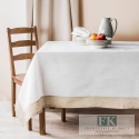OBRUS KALABRA 140X260 ŁAMANA BIEL BEŻ NATURA SHABBY CHIC FRANCJA