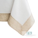 OBRUS KALABRA 140X260 ŁAMANA BIEL BEŻ NATURA SHABBY CHIC FRANCJA