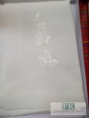 OBRUS HAFTOWANY RITA 140X180 ŁAMANA BIEL PROWANSJA SHABBY CHIC FRANCJA