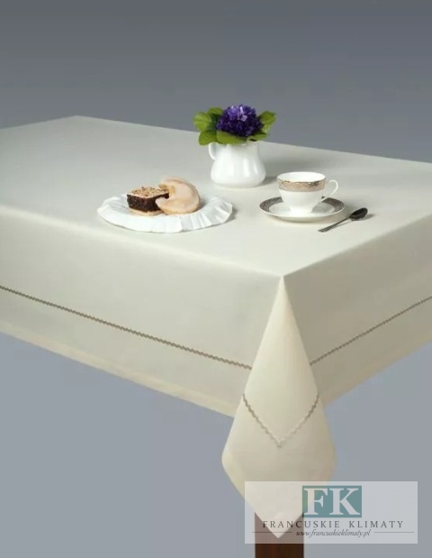 OBRUS SYLWIA 140X250 KREMOWY SHABBY PROWANSJA