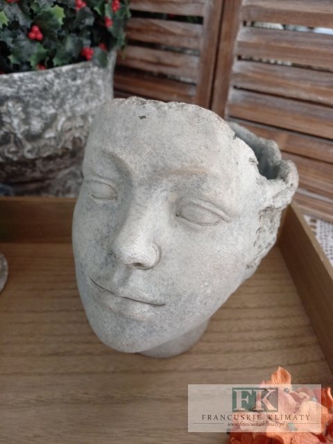 OSONKA DONICA TWARZ CERAMICYNO BETONOWA 19 CM SZARA