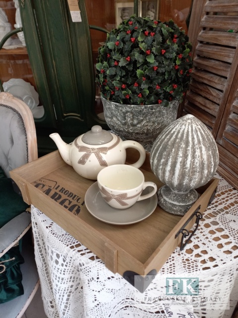 TACA DREWNIANA DEKORACYJNA CARGO 39 CM RETRO SHABBY CHIC PROWANSJA LOFT