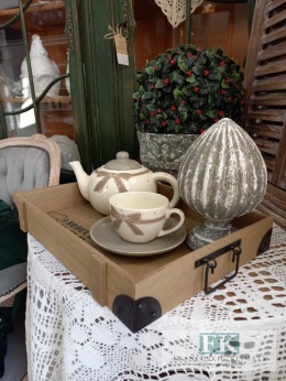 TACA DREWNIANA DEKORACYJNA CARGO 39 CM RETRO SHABBY CHIC PROWANSJA LOFT