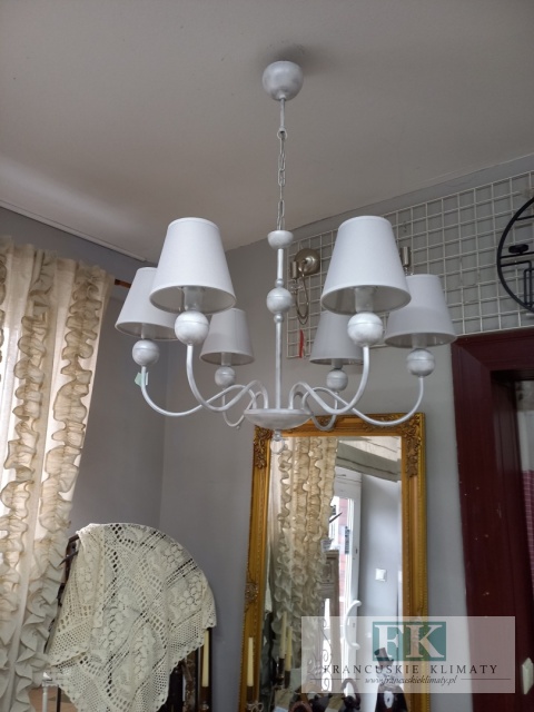 ŻYRANDOL lampa "CASSANDRA " 6 RAMIENNA sHABBY prowansja