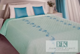 KŁ. NARZUTA PIKOWANA MIĘTOWA 220 X 240 CM BAWEŁNA SHABBY , PROWANSJA , VINTAGE