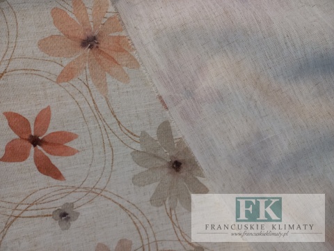 TKANINA MATERIAŁ KWIATY 150 SZEROKOŚCI , SHABBY TKANINA Z DOMIESZKĄ LNU