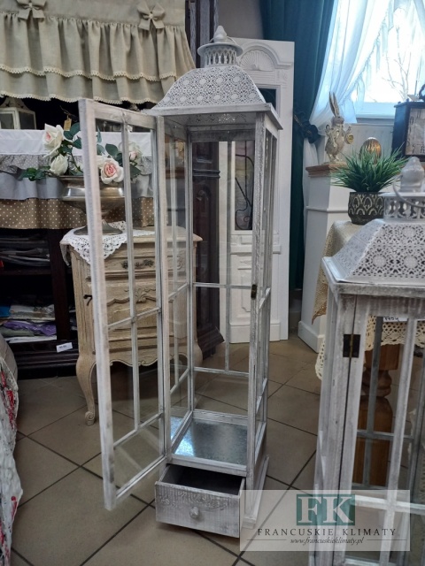 DREWNIANA LATARNIA , LAMPION Z SZUFLADĄ 127 cm