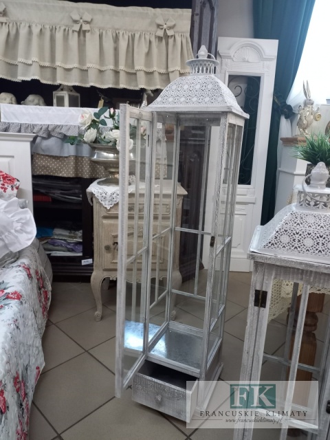 DREWNIANA LATARNIA , LAMPION Z SZUFLADĄ 127 cm