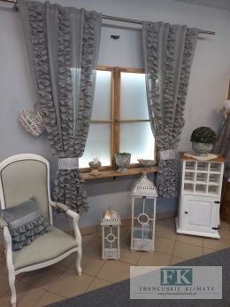 KOMPLET , ZASŁON ZASŁONY FALBANY PIONOWE Z TUBKAMI CYRKONIE 100/200 x 2 SZT NATURA , SZARE W STYLU PROWANSALSKIM , FRANCUSKIM