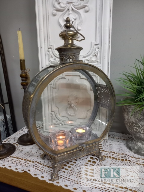 LATARNIA LAMPION METAL 58 CM , ZŁOTO ANTYCZNE