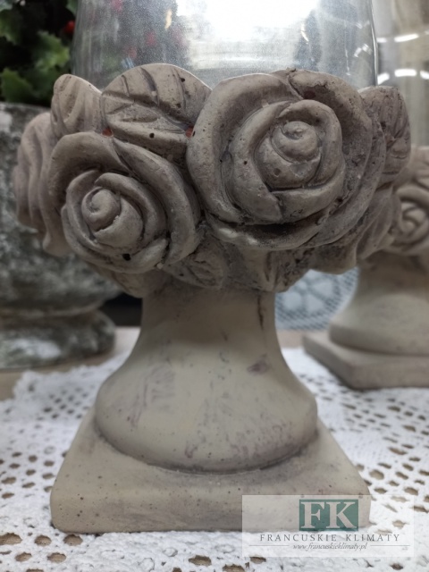 ŚWIECZNIK , LAMPION NA NODZE 27 CM SHABBY