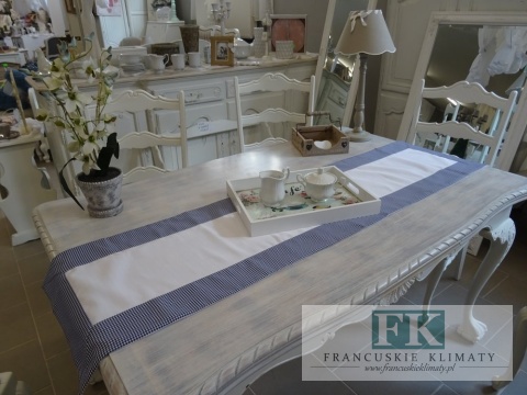 BIEŻNIK DEKORACYJNY NIEBIESKA KRATA 40X160 PROWANSJA SHABBY CHIC VINTAGE LOFT