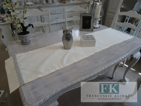 BIEŻNIK DEKORACYJNY DIAMENT 40X160 KREMOWY PROWANSJA SHABBY CHIC VINTAGE LOFT