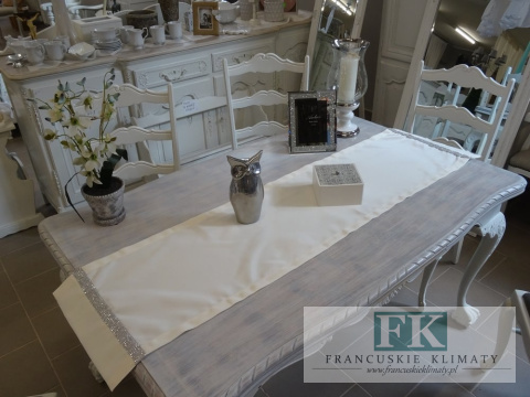BIEŻNIK DEKORACYJNY DIAMENT 40X160 KREMOWY PROWANSJA SHABBY CHIC VINTAGE LOFT