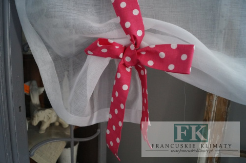 ROLETKA, EKRAN , PANEL MALINOWY- BIAŁY PROWANSJA , SHABBY, SZER 130 CM WYS 130 BATYST , BAWEŁNA KOLEKCJA SERCE