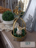 DEKORACYJNA TACA , KWIETNIK , LAMPION KORONA 45 CM ANTYCZNE ZŁOTO