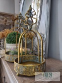 DEKORACYJNA TACA , KWIETNIK , LAMPION KORONA 45 CM ANTYCZNE ZŁOTO