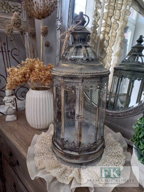 LATARNIA LAMPION METAL 58 CM , ZŁOTO ANTYCZNE