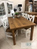 LITE DREWNO ! KOMPLET STÓŁ rozkładany + 6 SZT KRZESEŁ PROWANSJA RUSTIC BOHO VINTAGE
