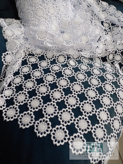 MATERIAŁ tkanina GIPIUROWA , OBRUSOWA GIPIURA BIAŁA 140 CM