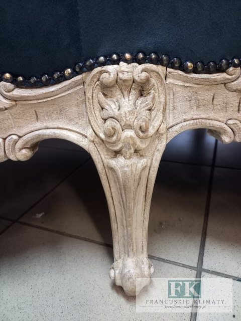 FRANCUSKI KPL. WYPOCZYNKOWY 8 EL. DĄB PLUSZ CIEMNY NIEBIESKI CIENIOWANY !