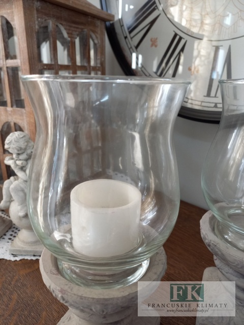 ŚWIECZNIK , LAMPION NA NODZE 27 CM SHABBY